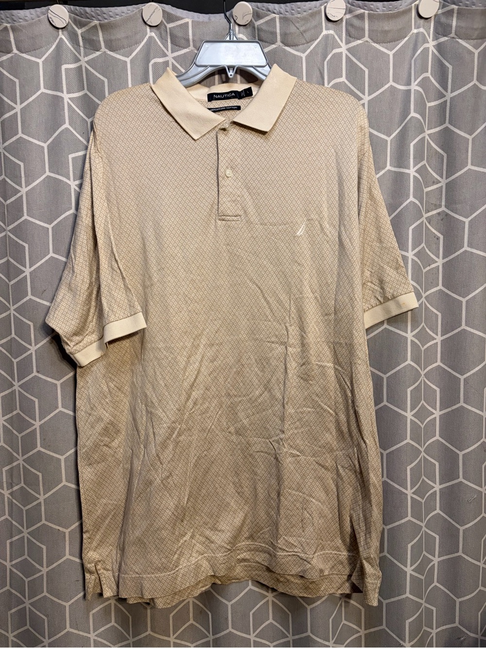 Nautica Men’s Tan Textured Short Sleeve Polo